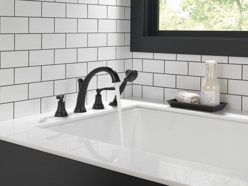 Delta Faucet Matte Black Two Handle Roman Tub Faucets (Trim Only) 