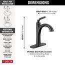 Delta Faucet Matte Black Single Handle Monoblock Bathroom Sink Faucet 
