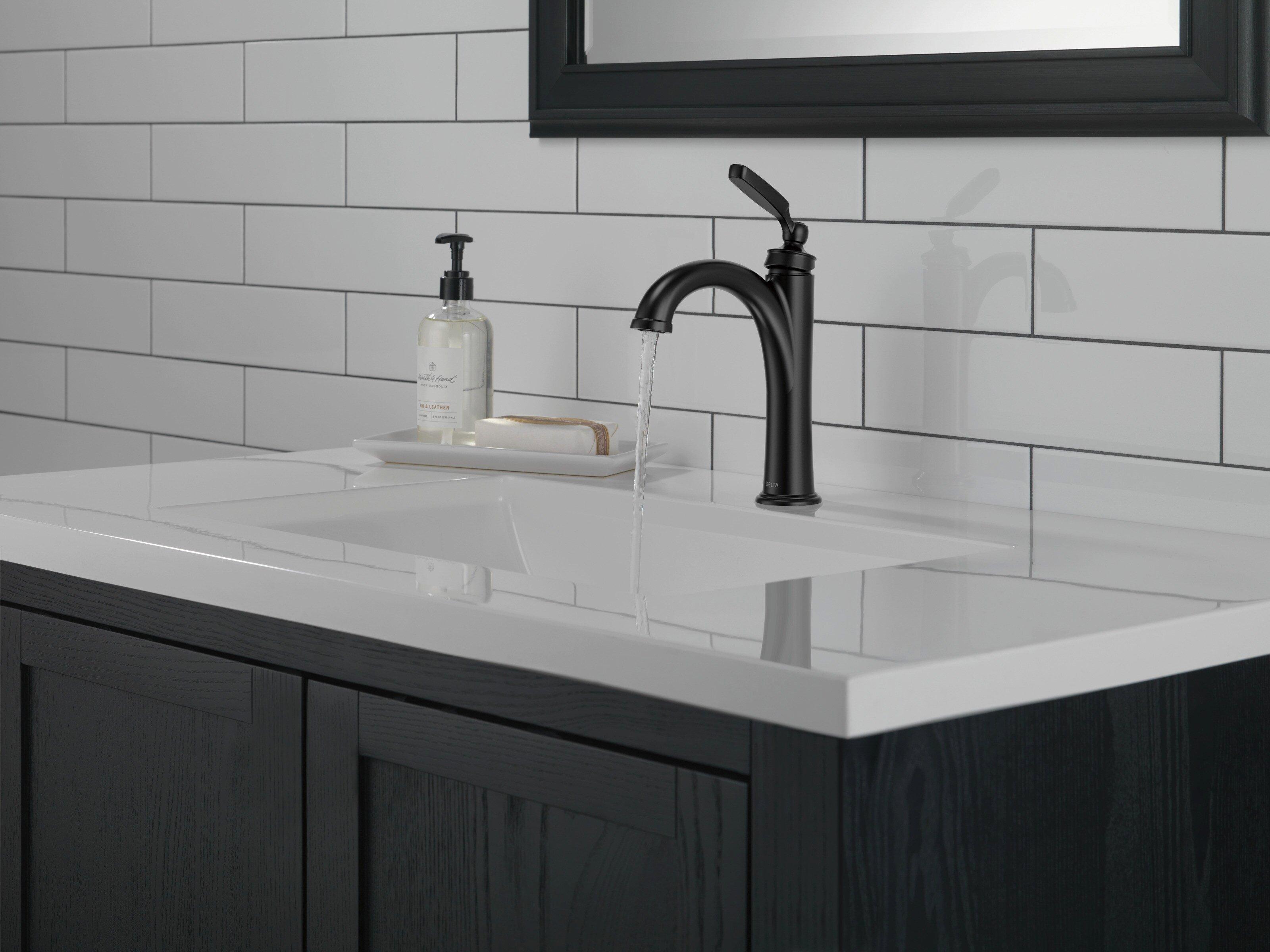 Delta Faucet Matte Black Single Handle Monoblock Bathroom Sink Faucet 