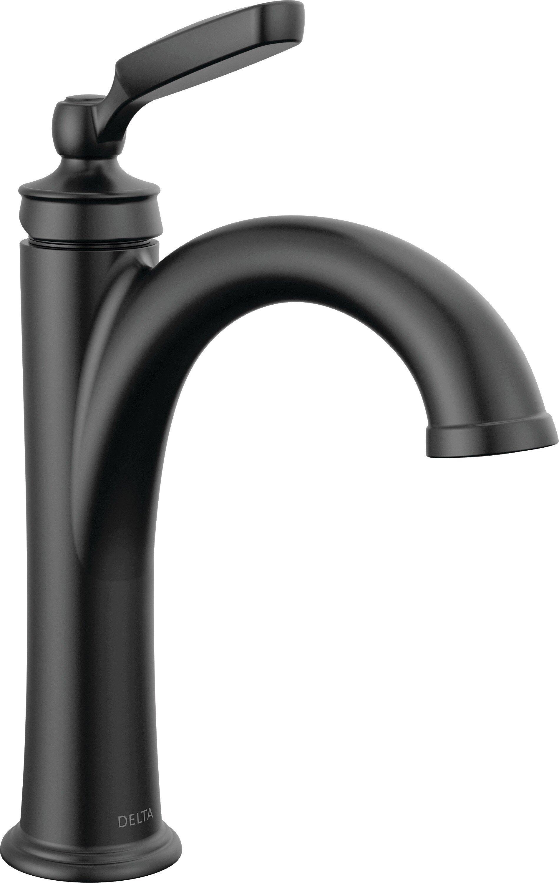 Delta Faucet Matte Black Single Handle Monoblock Bathroom Sink Faucet 