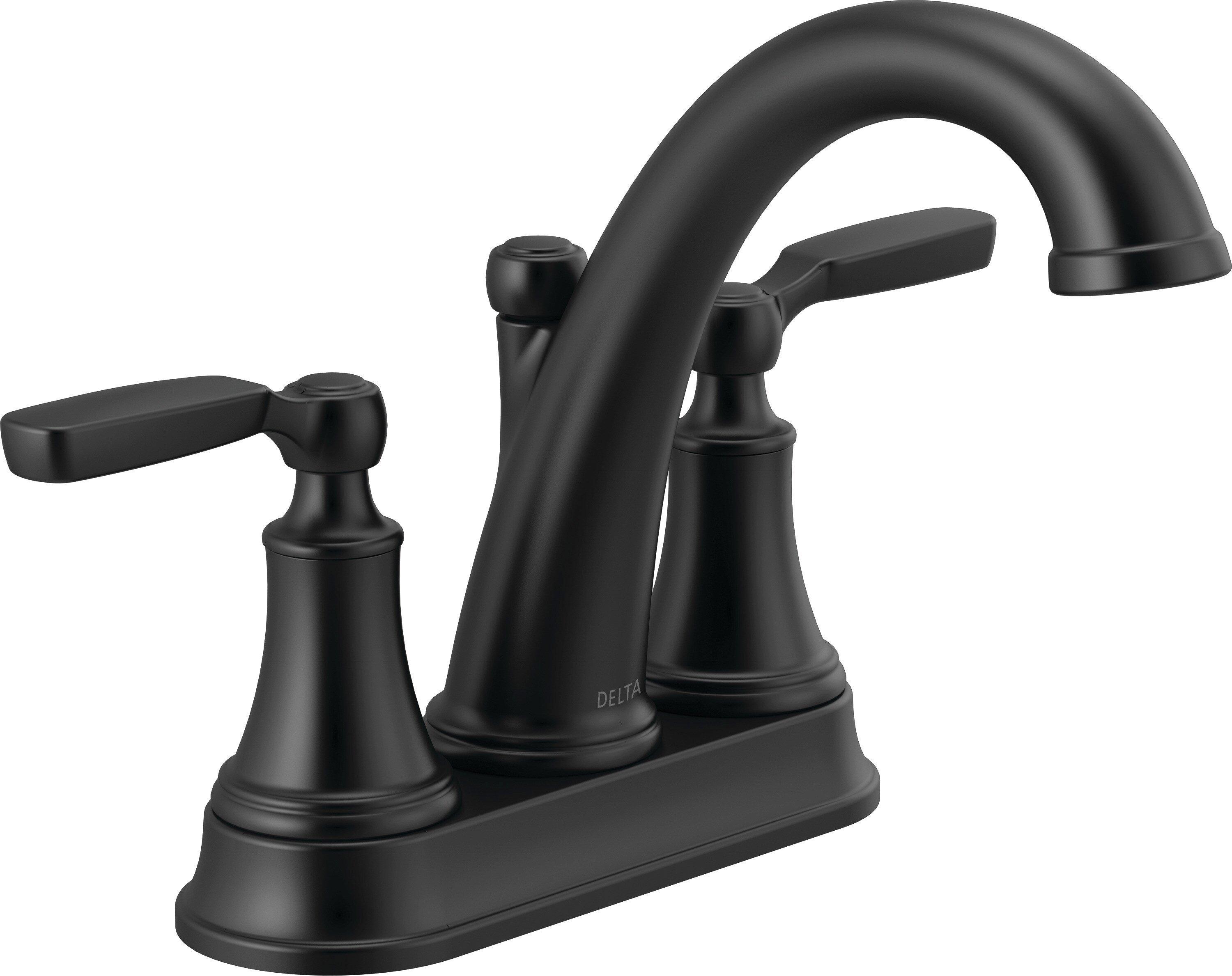 Delta Faucet Matte Black Two Handle Centerset Bathroom Sink Faucet 
