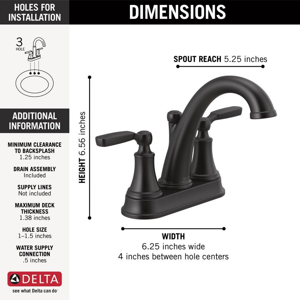 Delta Faucet Matte Black Two Handle Centerset/Minispread Bathroom Sink Faucet 