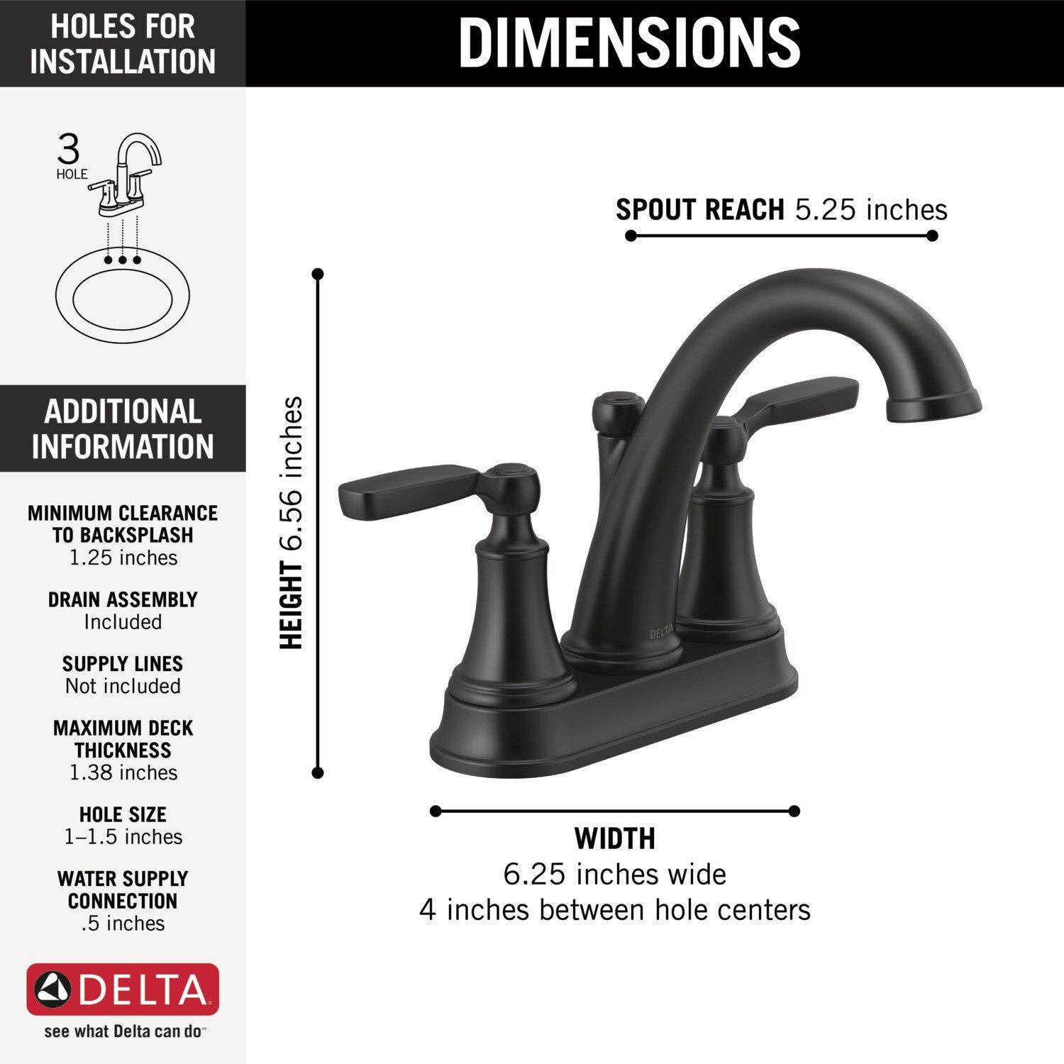 Delta Faucet Matte Black Two Handle Centerset Bathroom Sink Faucet 