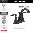 Delta Faucet Matte Black Two Handle Centerset Bathroom Sink Faucet 