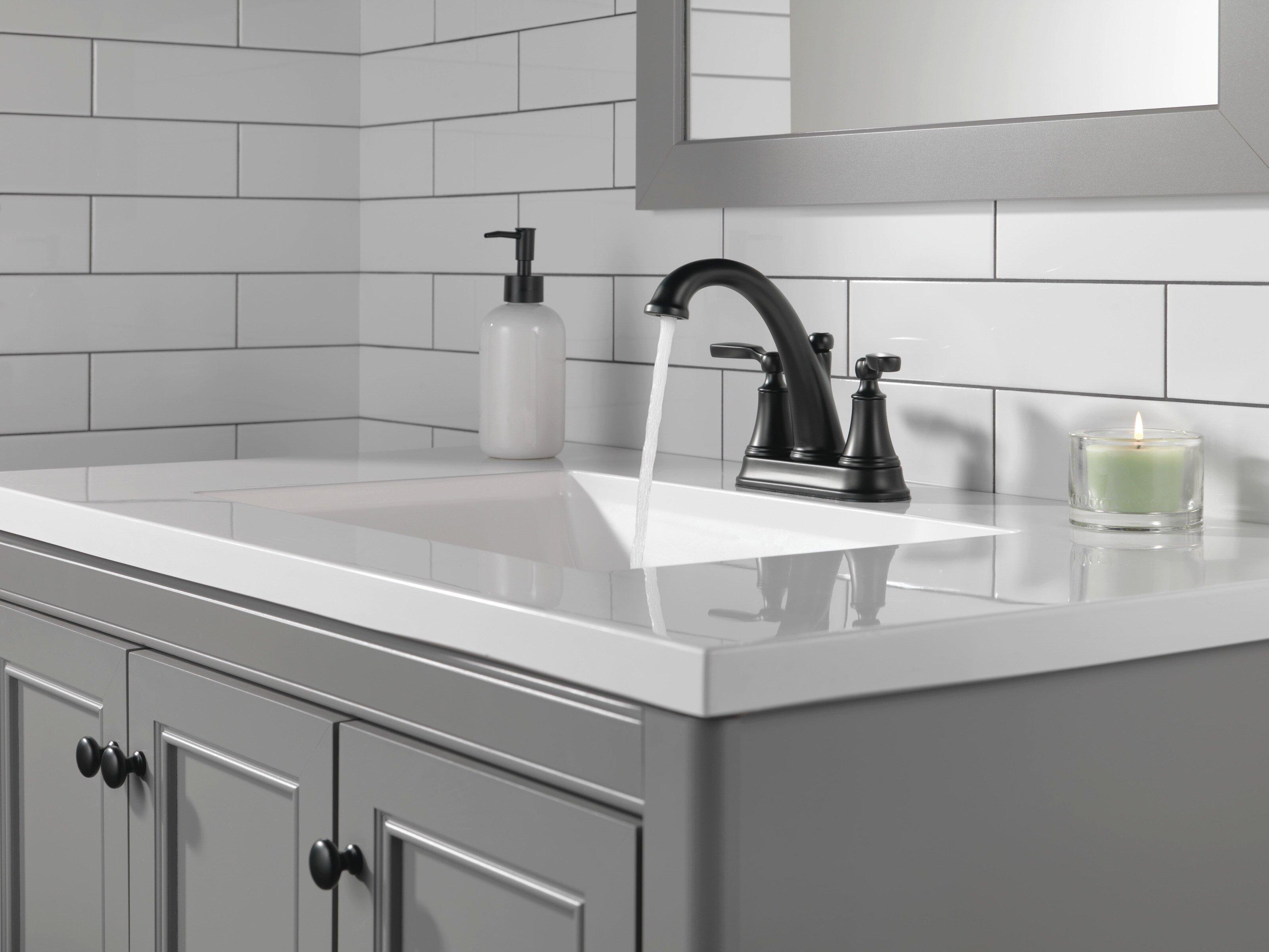 Delta Faucet Matte Black Two Handle Centerset Bathroom Sink Faucet 