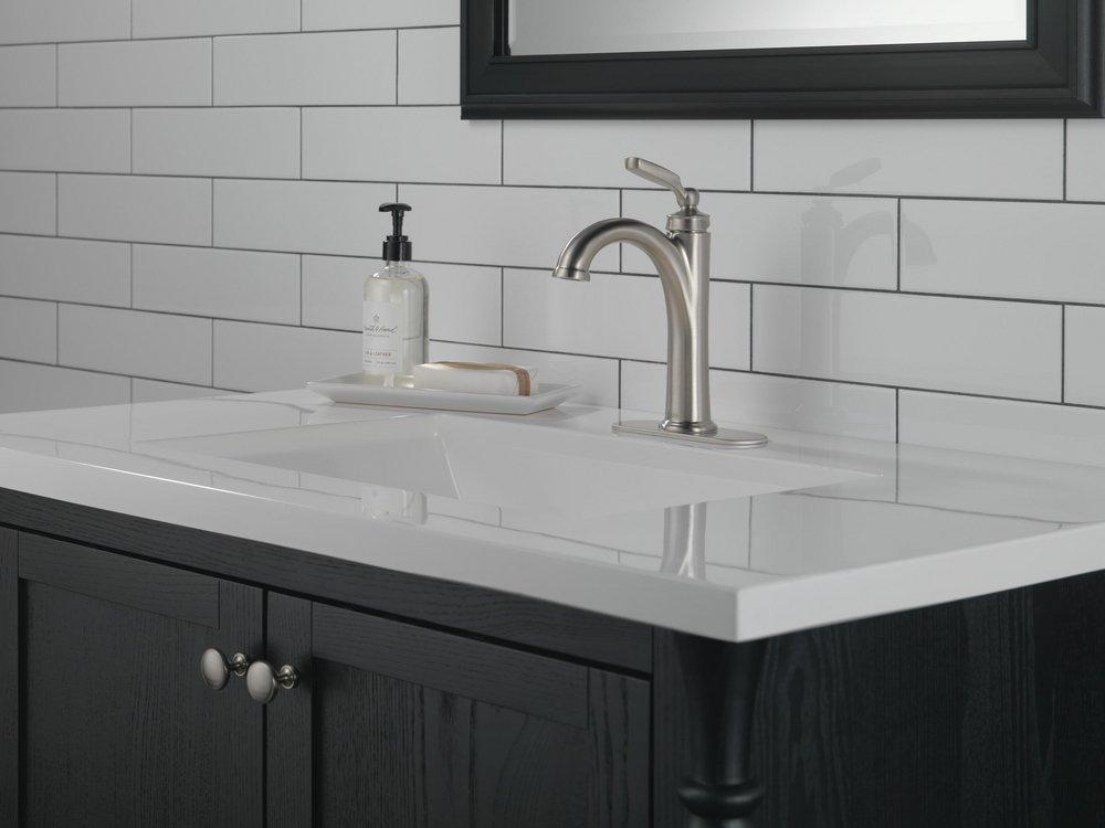 Delta Faucet Brilliance Stainless Single Handle Monoblock Bathroom Sink Faucet 