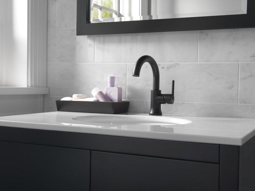 Single Handle Monoblock Bathroom Sink Faucet in Matte Black 