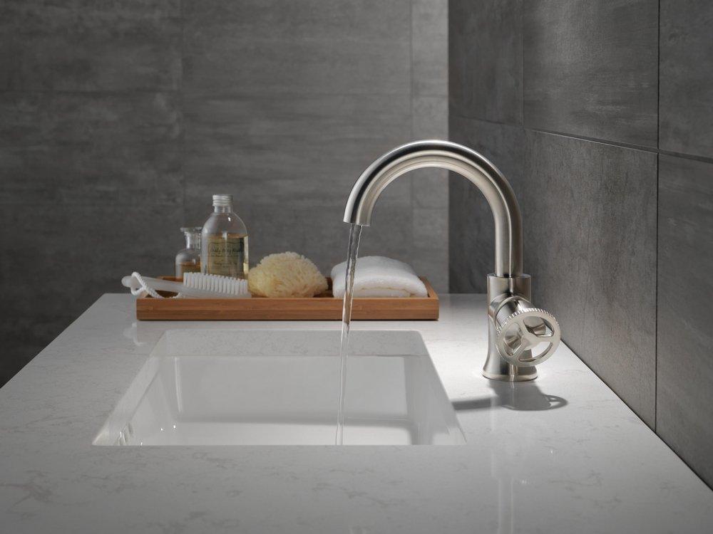 Single Handle Monoblock Bathroom Sink Faucet in Brilliance&reg; Stainless 