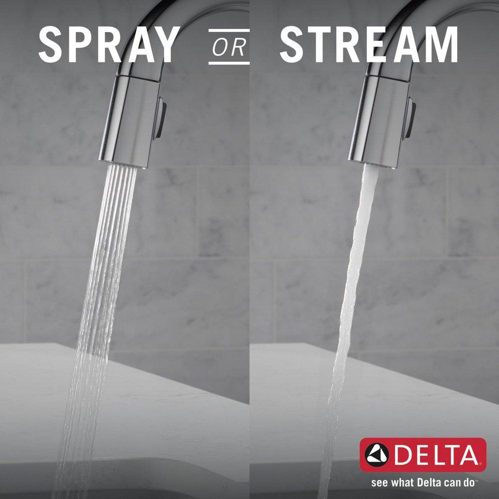 Delta Faucet Lumicoat Arctic Stainless Single Handle Pull Down Bar Faucet with Touch2O&reg; Technology 