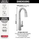 Delta Faucet Lumicoat Arctic Stainless Single Handle Pull Down Bar Faucet 
