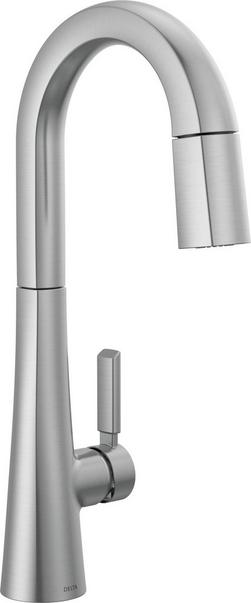 Single Handle Pull Down Bar Faucet in Arctic Stainless