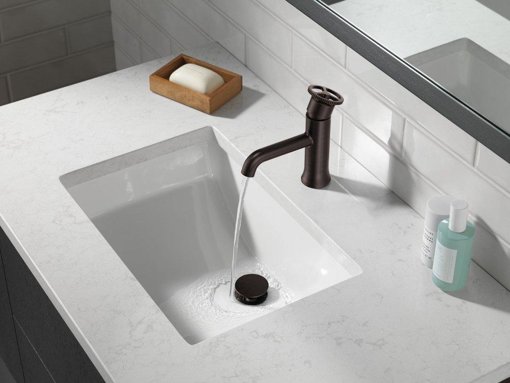 Single Handle Monoblock Bathroom Sink Faucet in Venetian Bronze 