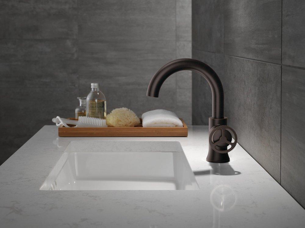 Single Handle Monoblock Bathroom Sink Faucet in Venetian Bronze 