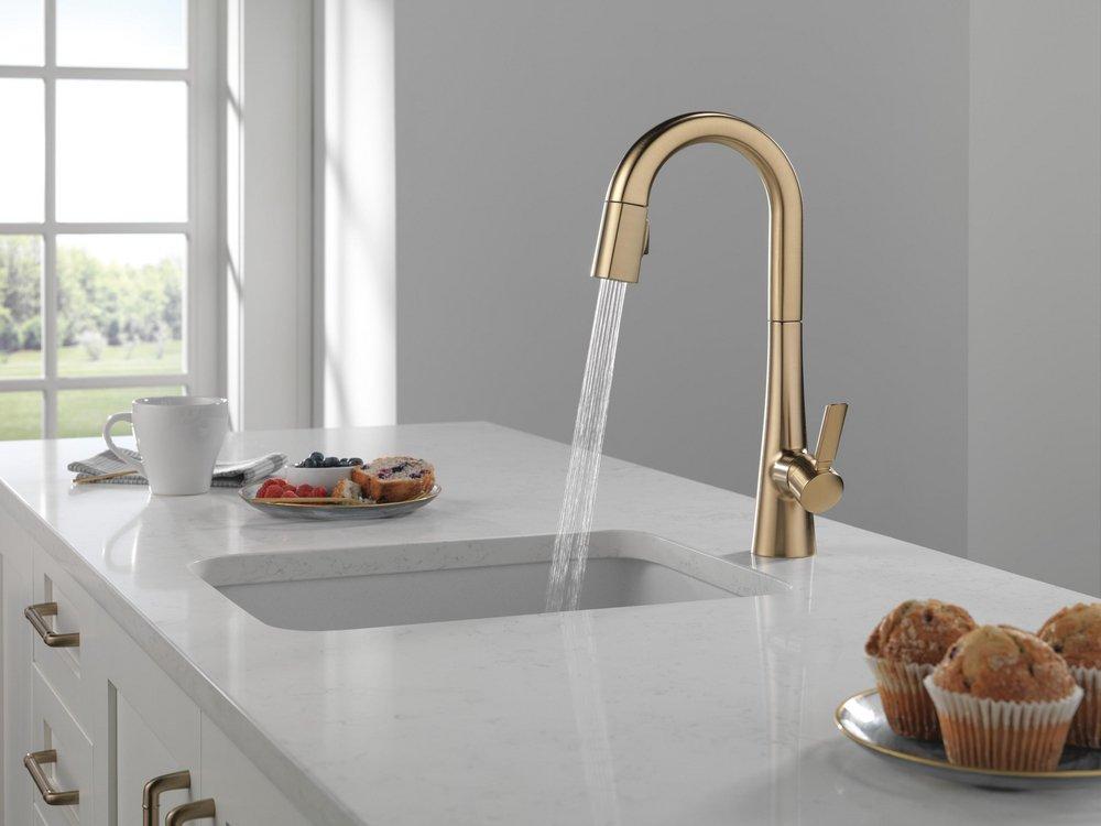 Delta Faucet Lumicoat Champagne Bronze Single Handle Pull Down Bar Faucet with Touch2O&reg; Technology 