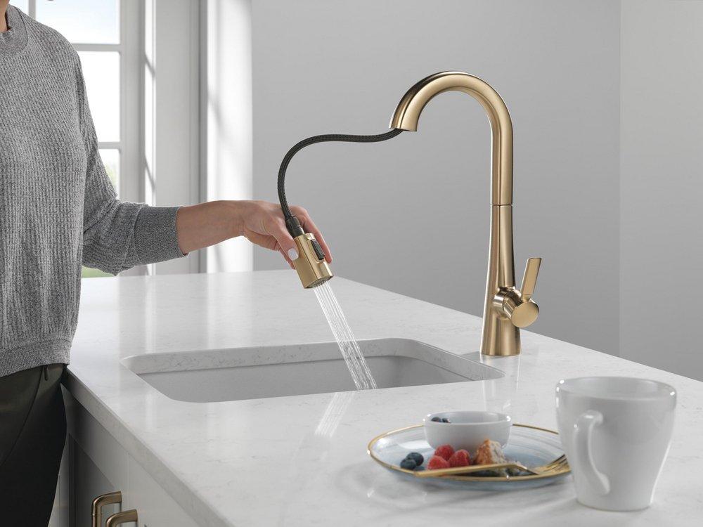 Delta Faucet Lumicoat Champagne Bronze Single Handle Pull Down Bar Faucet 