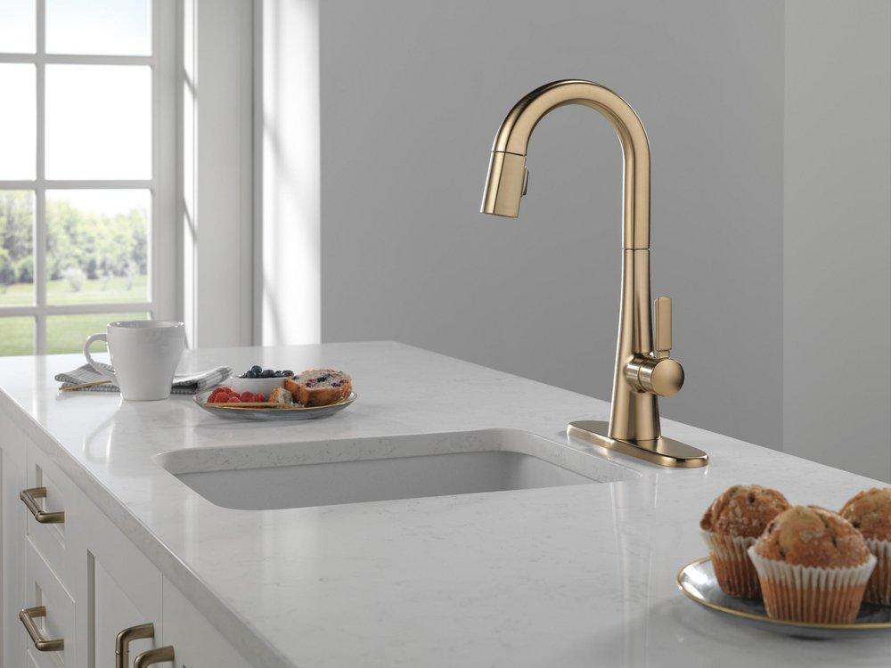 Single Handle Pull Down Kitchen Faucet in Lumicoat&reg; Champagne Bronze 