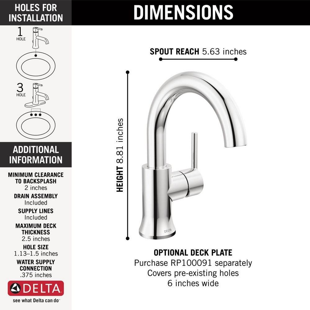 Delta Faucet Chrome Single Handle Monoblock Bathroom Sink Faucet 