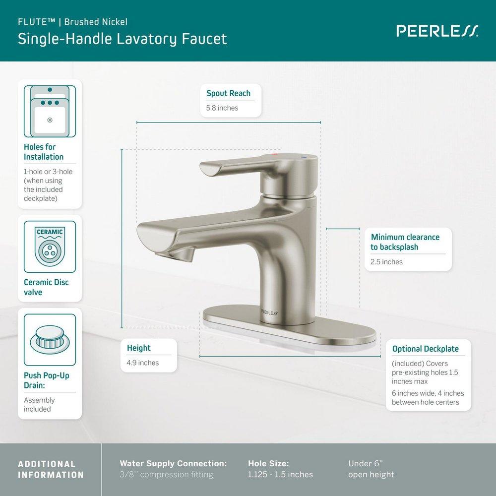 Peerless® Brushed Nickel Single Handle Bathroom Sink Faucet 