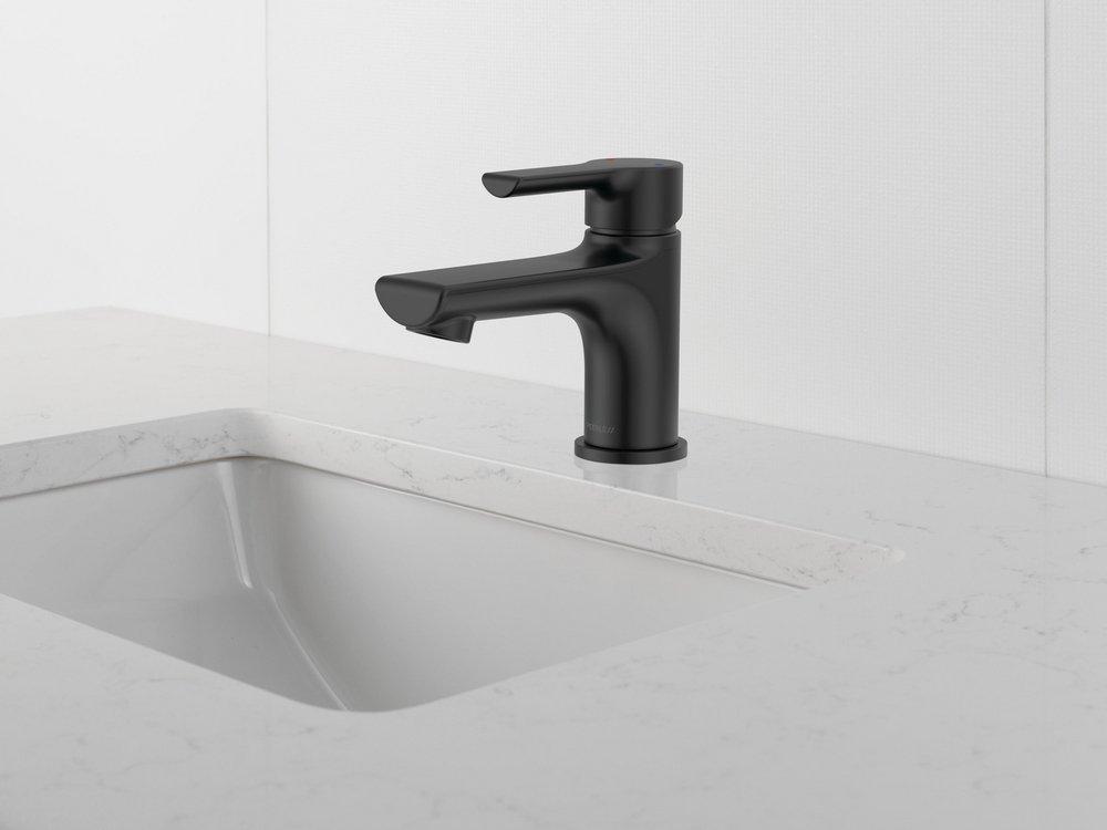 Peerless&reg; Matte Black Single Handle Monoblock Bathroom Sink Faucet 