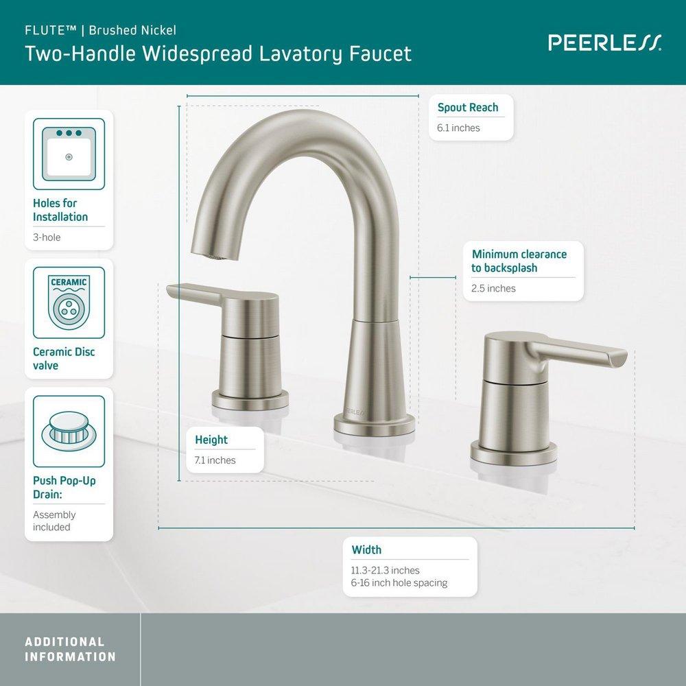 PEERLESS FLUTE TWO HANDLE WIDESPREAD LAVATORY FAUCET 