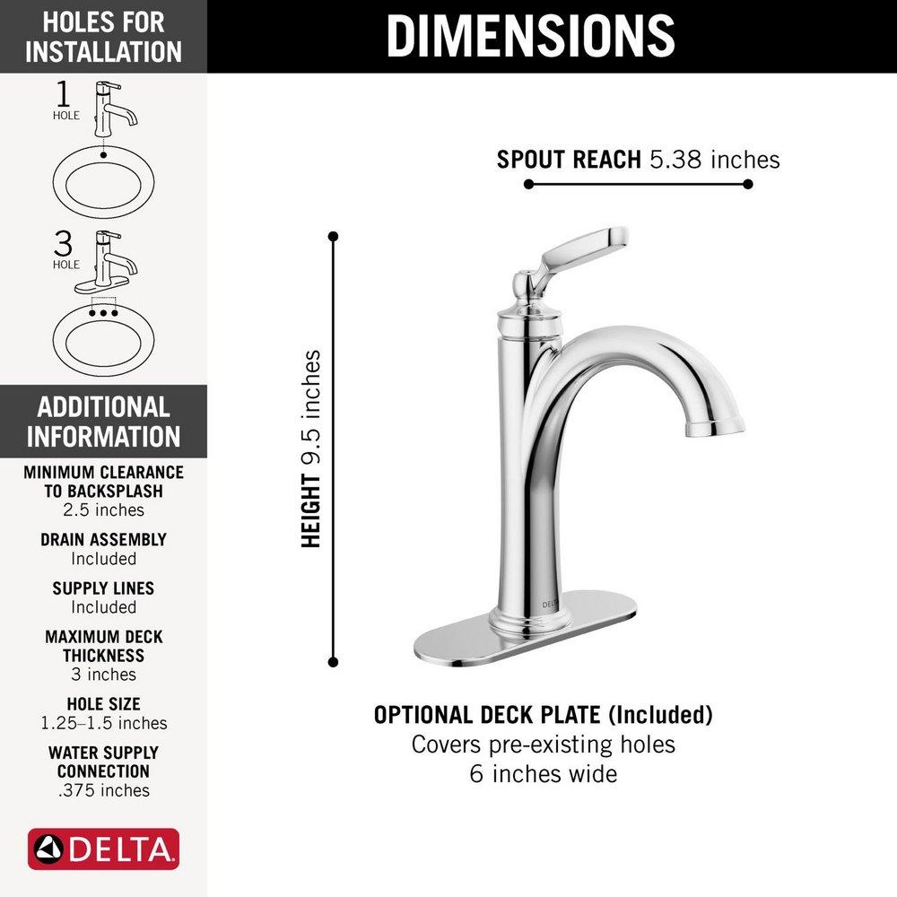 Delta Faucet Chrome Single Handle Monoblock Bathroom Sink Faucet 