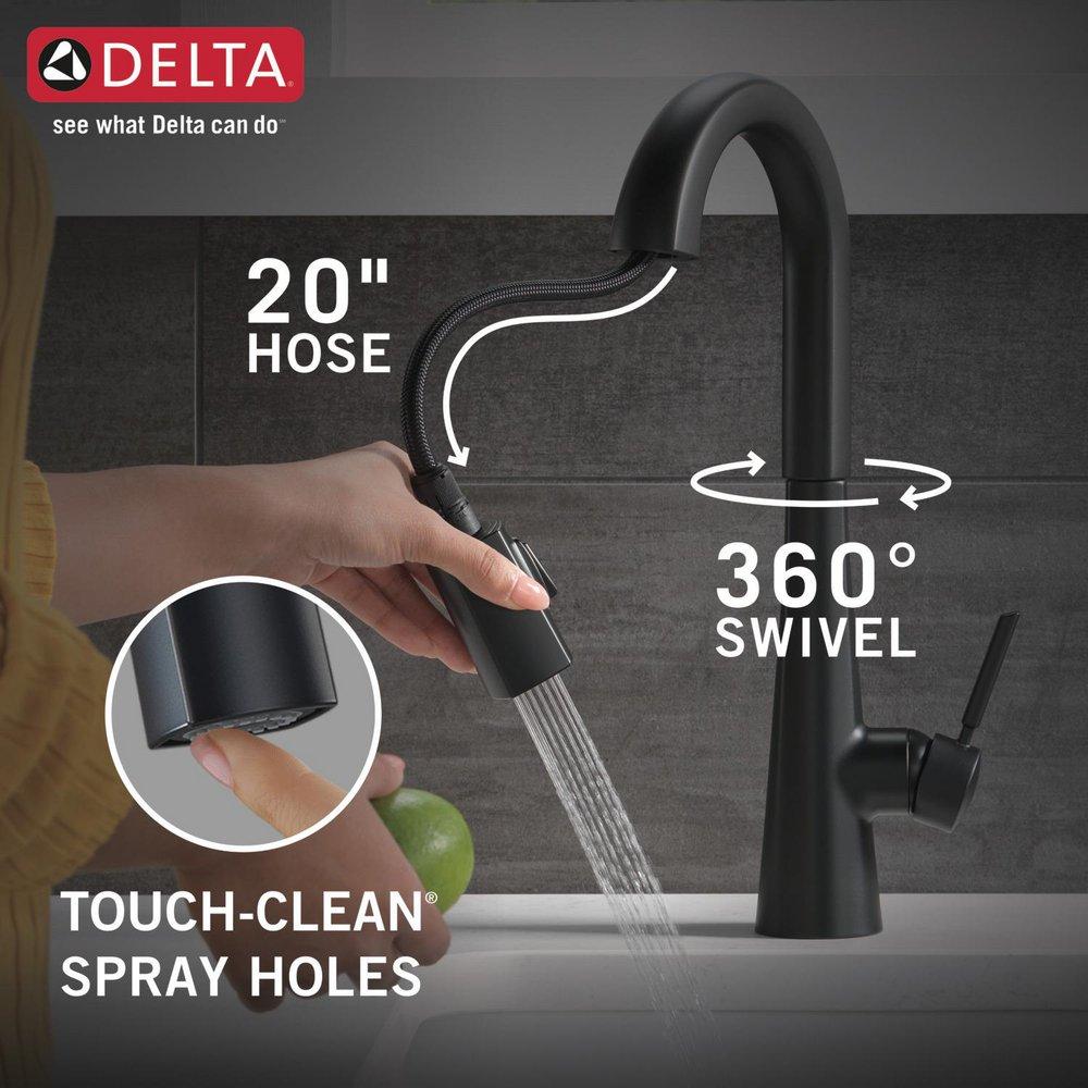 Delta Faucet Matte Black Single Handle Pull Down Bar Faucet with Touch2O® Technology 
