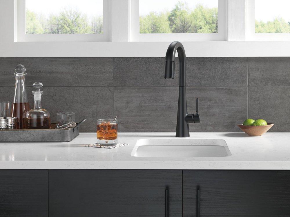 Delta Faucet Matte Black Single Handle Pull Down Bar Faucet with Touch2O® Technology 