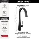 Delta Faucet Matte Black Single Handle Pull Down Bar Faucet with Touch2O® Technology 