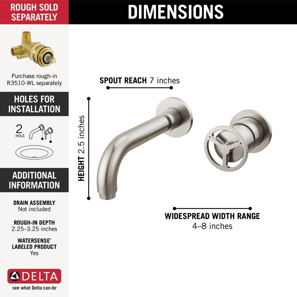 Single Handle Wall Mount Bathroom Sink Faucet in Brilliance&reg; Stainless 