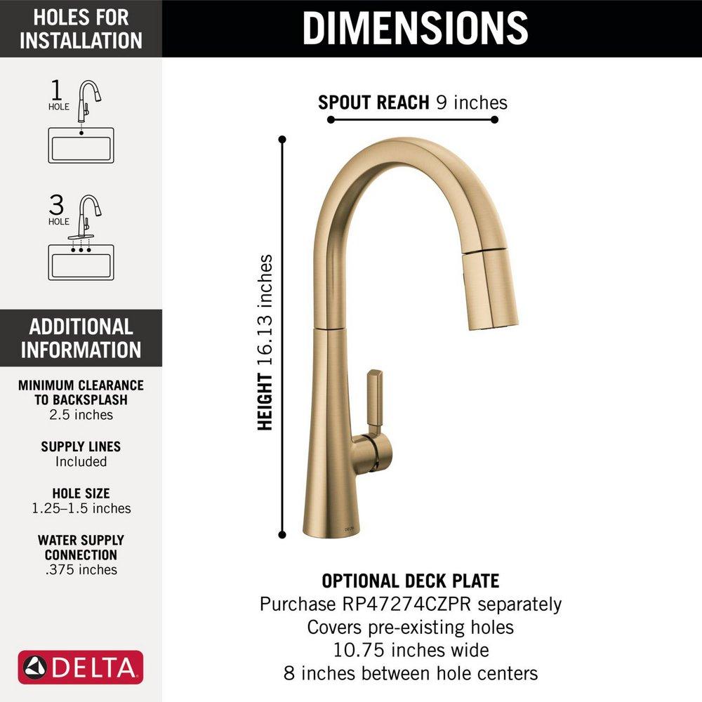 Delta Faucet Champagne Bronze Single Handle Pull Down Kitchen Faucet 