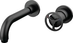 Single Handle Wall Mount Bathroom Sink Faucet in Matte Black