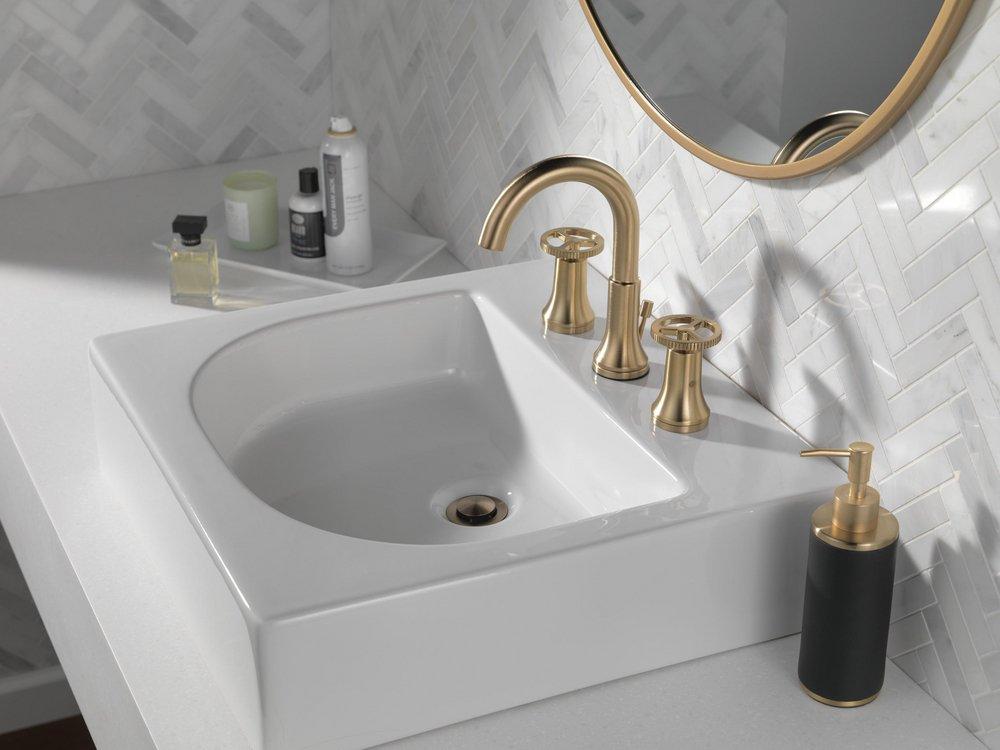 Two Handle Widespread Bathroom Sink Faucet in Champagne Bronze 
