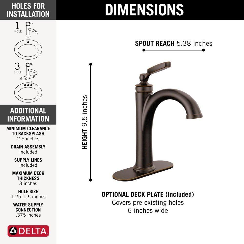 Delta Faucet Venetian Bronze Single Handle Monoblock Bathroom Sink Faucet 