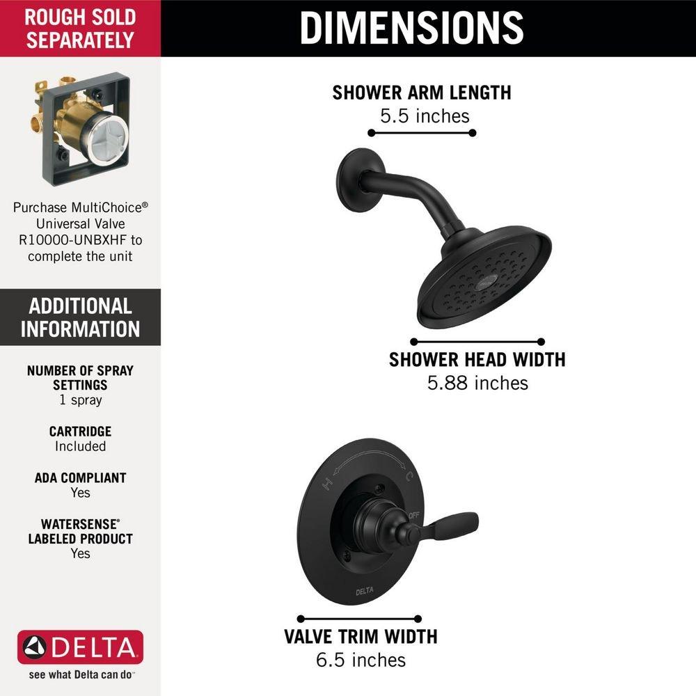 Delta Faucet Matte Black Single Handle Single Function Shower Faucet (Trim Only) 
