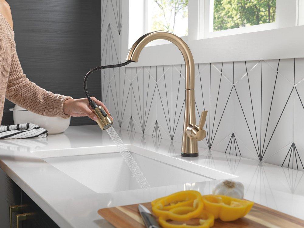 Delta Faucet Lumicoat Champagne Bronze Single Handle Pull Down Kitchen Faucet 