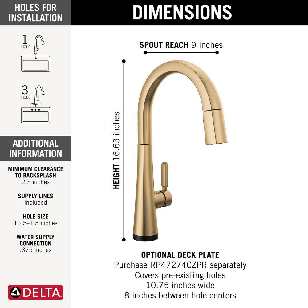 Delta Faucet Lumicoat Champagne Bronze Single Handle Pull Down Kitchen Faucet 