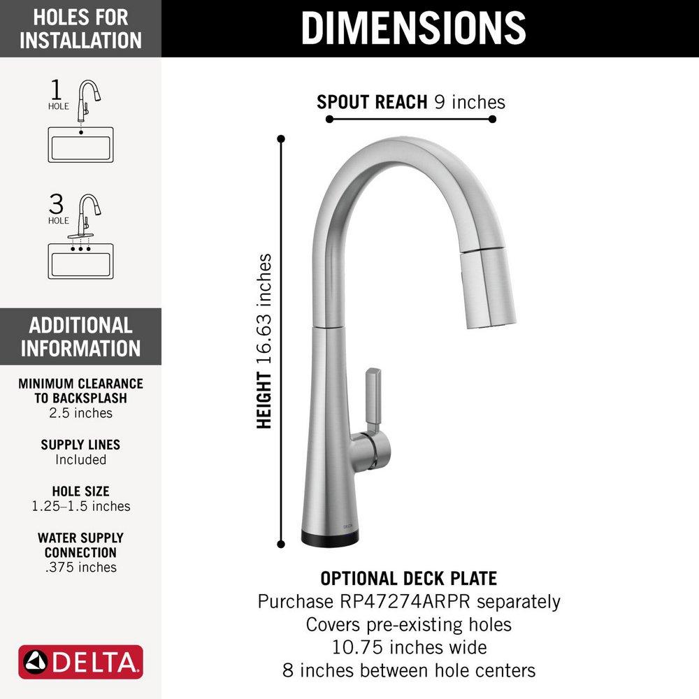 Delta Faucet Lumicoat Arctic Stainless Single Handle Pull Down Kitchen Faucet 