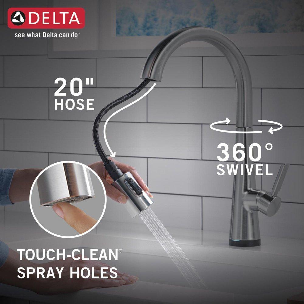 Delta Faucet Lumicoat Arctic Stainless Single Handle Pull Down Kitchen Faucet 