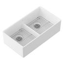 DXV Canvas White 35-3/4 x 20 in. No Hole Fireclay 2 Bowl Undermount Kitchen Sink 