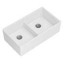 DXV Canvas White 35-3/4 x 20 in. No Hole Fireclay 2 Bowl Undermount Kitchen Sink 