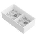 DXV Canvas White 35-3/4 x 20 in. No Hole Fireclay 2 Bowl Undermount Kitchen Sink 