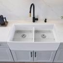 DXV Canvas White 35-3/4 x 20 in. No Hole Fireclay 2 Bowl Undermount Kitchen Sink 