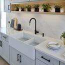 DXV Canvas White 35-3/4 x 20 in. No Hole Fireclay 2 Bowl Undermount Kitchen Sink 