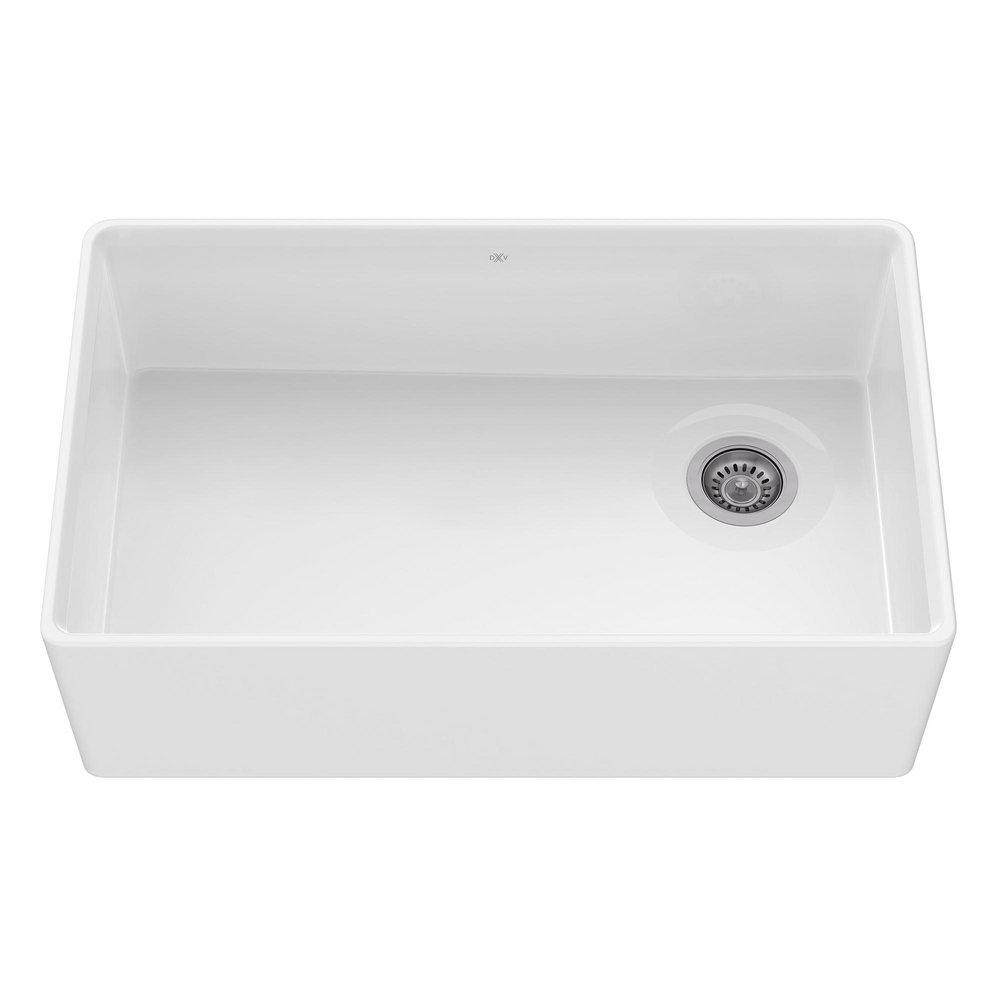 DXV Canvas White 32-3/4 x 20 in. No Hole Fireclay 1 Bowl Undermount Kitchen Sink 