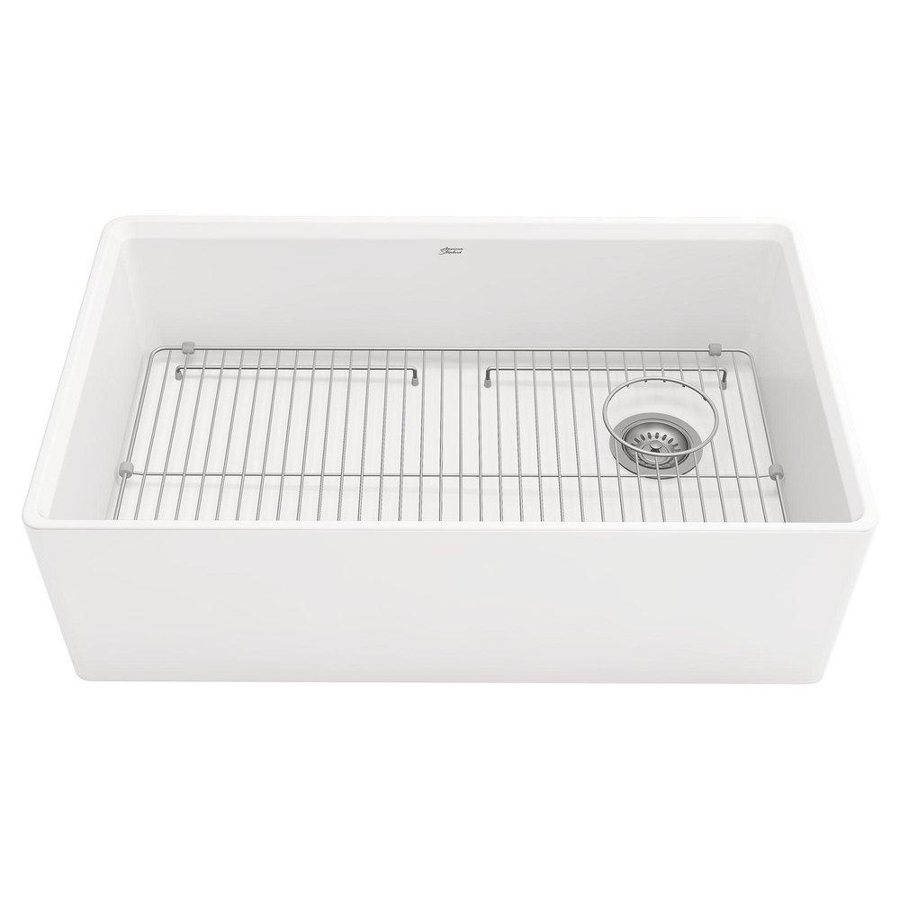 DXV Canvas White 32-3/4 x 20 in. No Hole Fireclay 1 Bowl Undermount Kitchen Sink 
