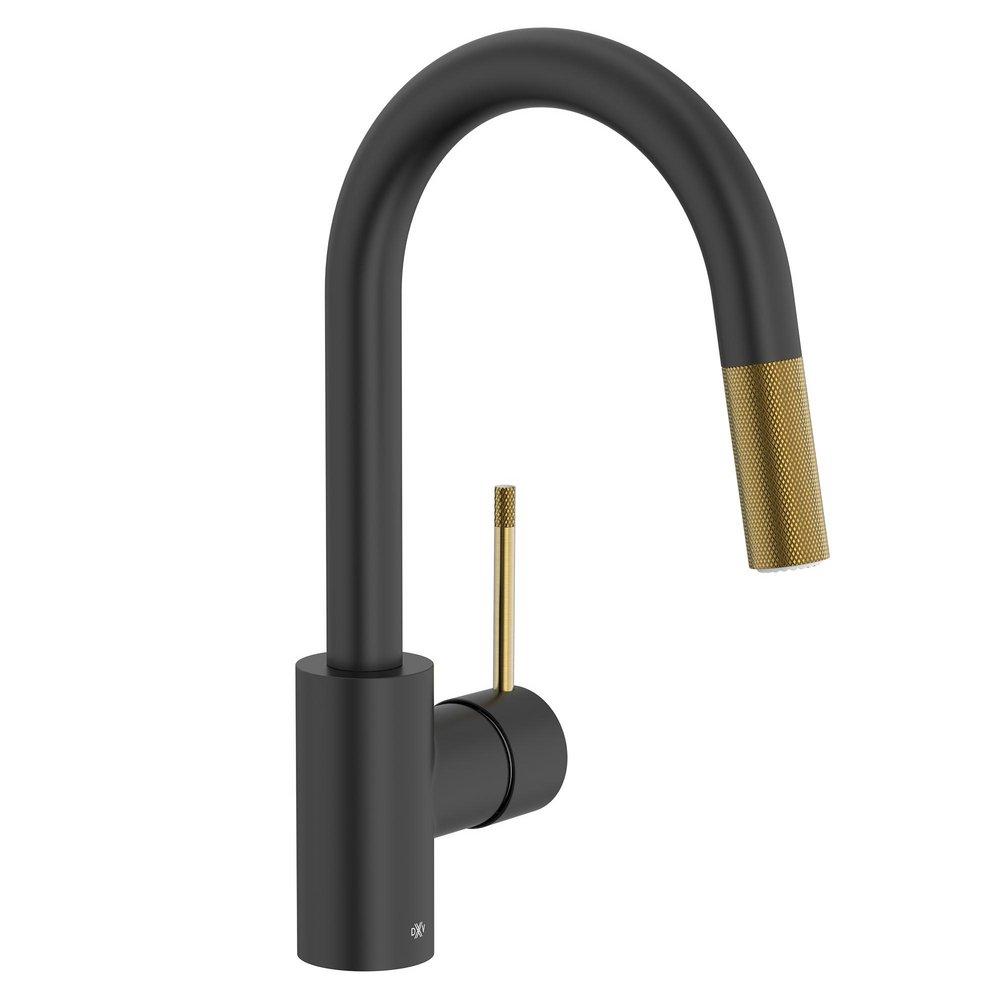 DXV Matte Black/Satin Brass Single Handle Lever Bar Faucet 