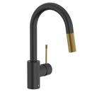 Single Handle Pull Down Bar Faucet in Matte Black/Satin Brass