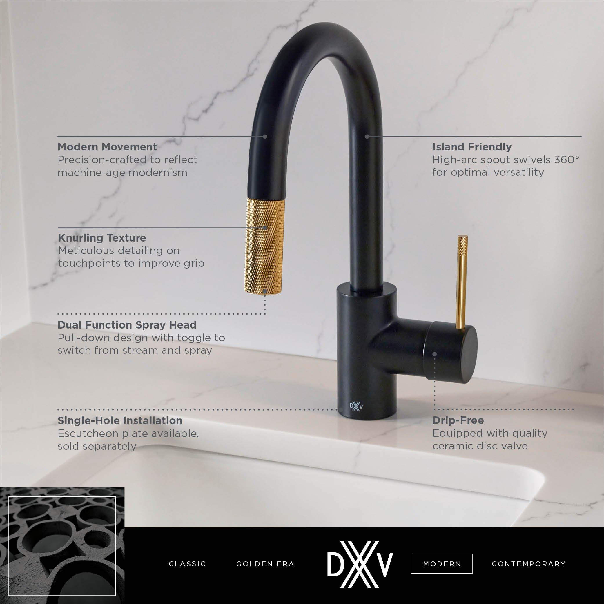 DXV Matte Black/Satin Brass Single Handle Lever Bar Faucet 