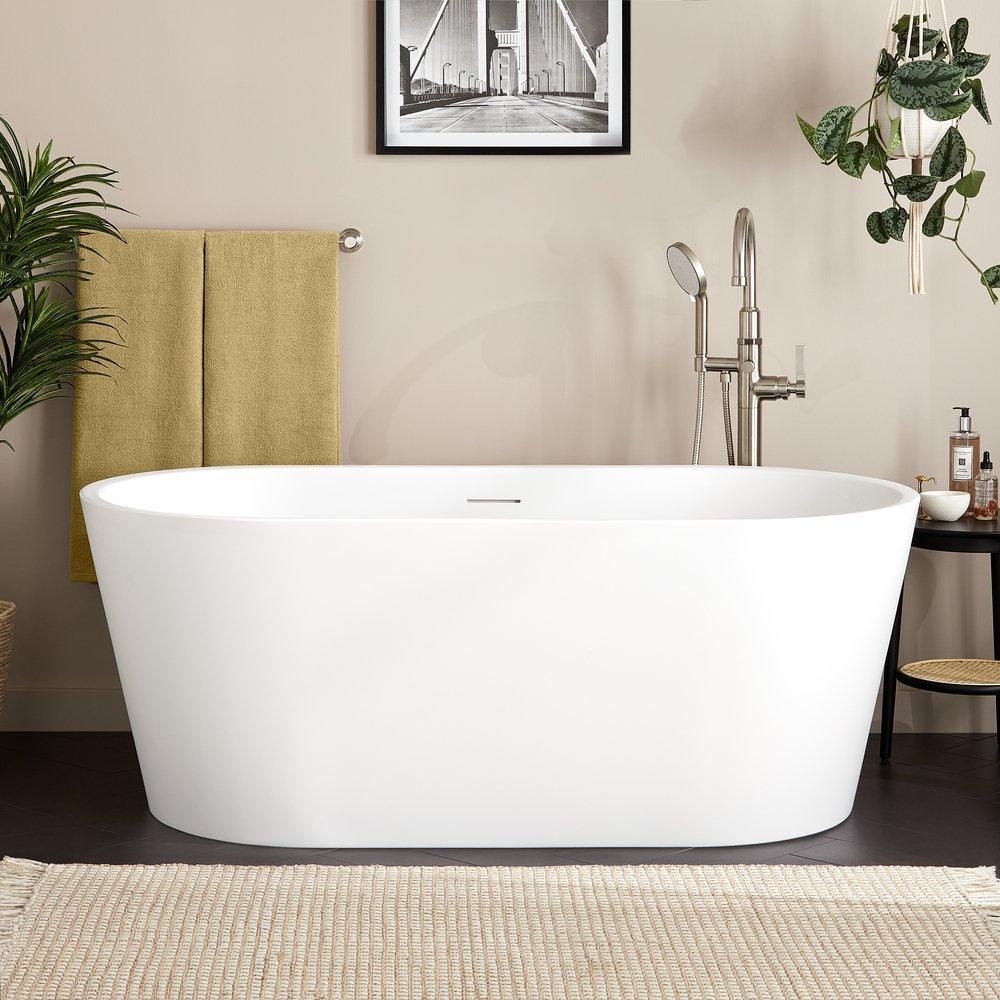 Signature Hardware Eden 59 in. Acrylic Soaking Tub with Integrated