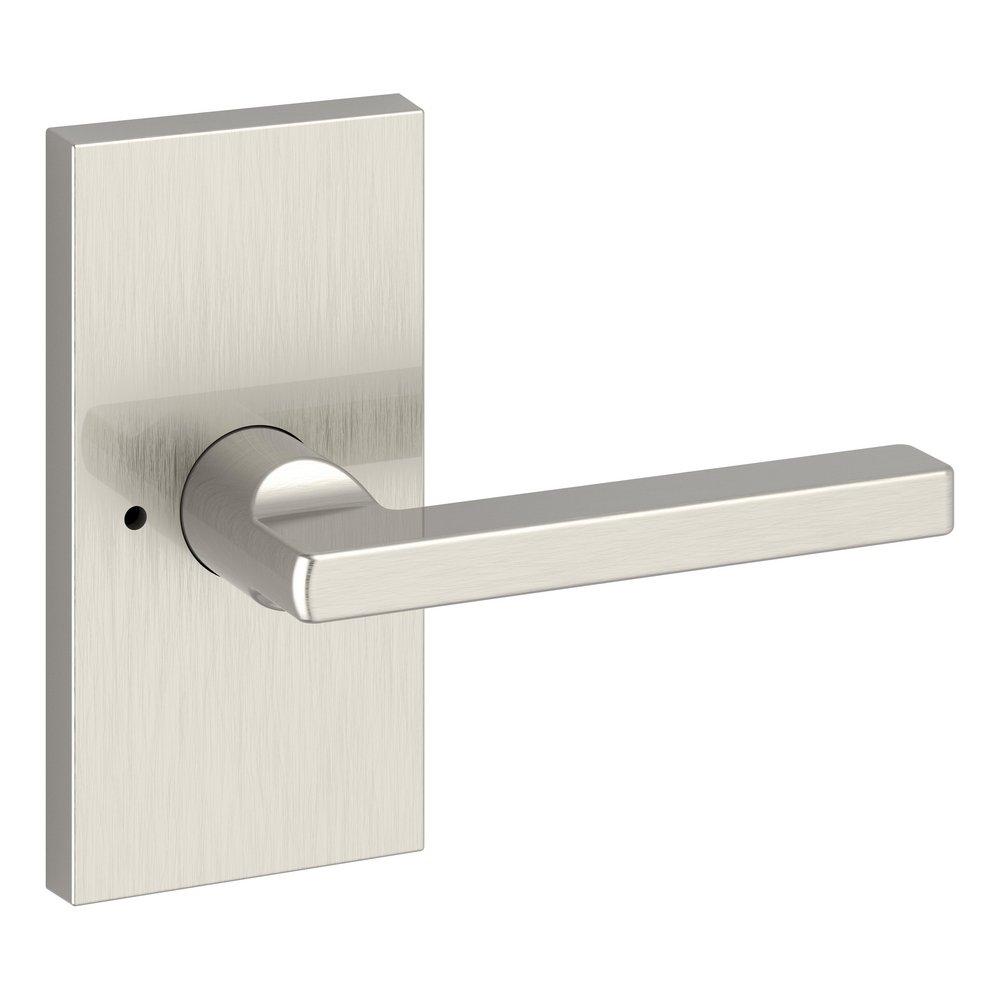 PRIVACY SQUARE LEVER RIGHT HANDED WITH CONTEMPORARY FIVE INCH ROSE IN SATIN NICKEL 